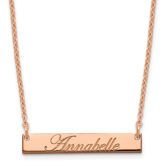 Sterling Silver/Rose-plated Small EDWARDIAN SCRIPT Bar Necklace