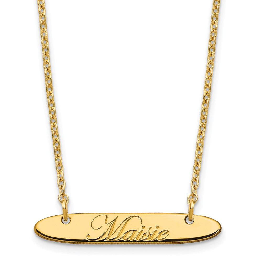 SS/Gold-plated Small Oblong EDEARDIAN SCRIPT Bar Necklace