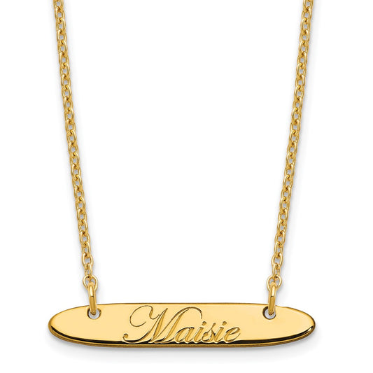 SS/Gold-plated Small Oblong EDEARDIAN SCRIPT Bar Necklace