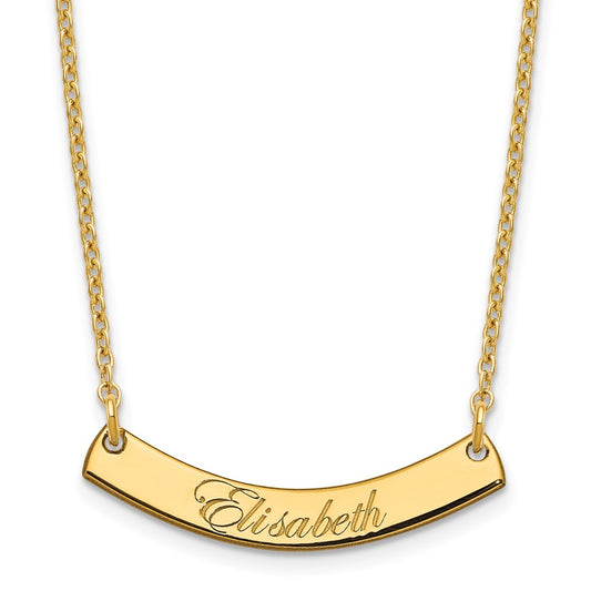 SS/Gold-plated Small EDWARDIAN SCRIPT Curved Bar Necklace