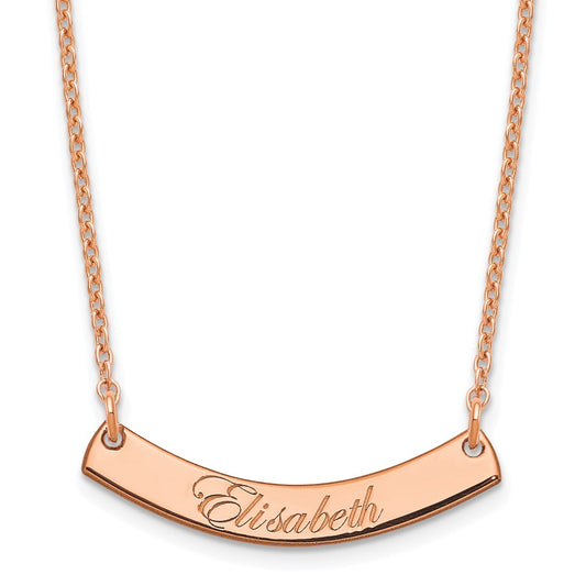 SS/Rose-plated Small EDWARDIAN SCRIPT Curved Bar Necklace