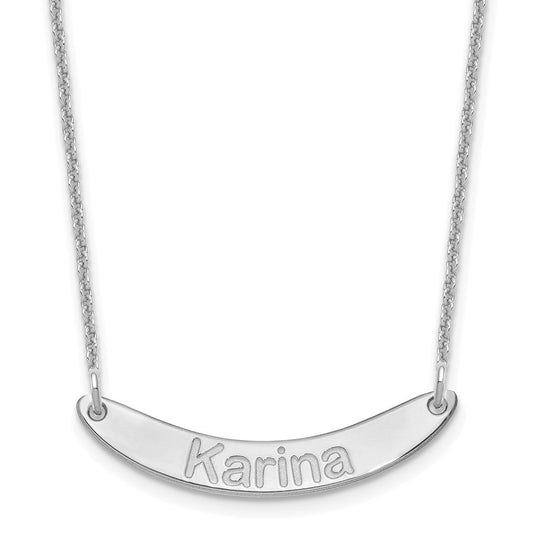 10kWhite Gold Small ARIAL ROUNDED Curved Bar Necklace