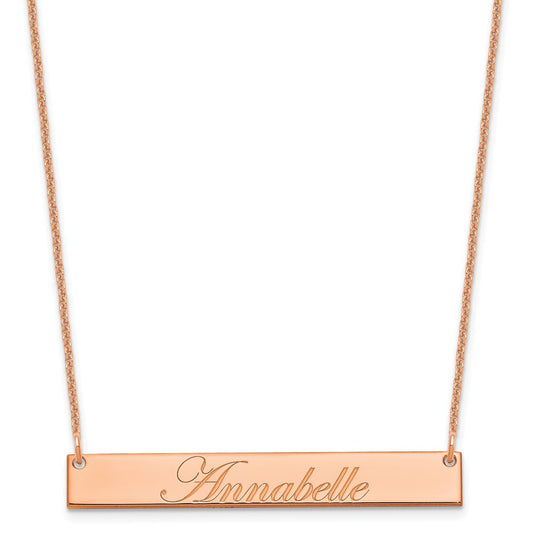 14k Rose Gold Medium EDWARDIAN SCRIPT Bar Necklace