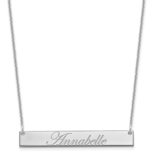 10k White Gold Medium EDWARDIAN SCRIPT Bar Necklace