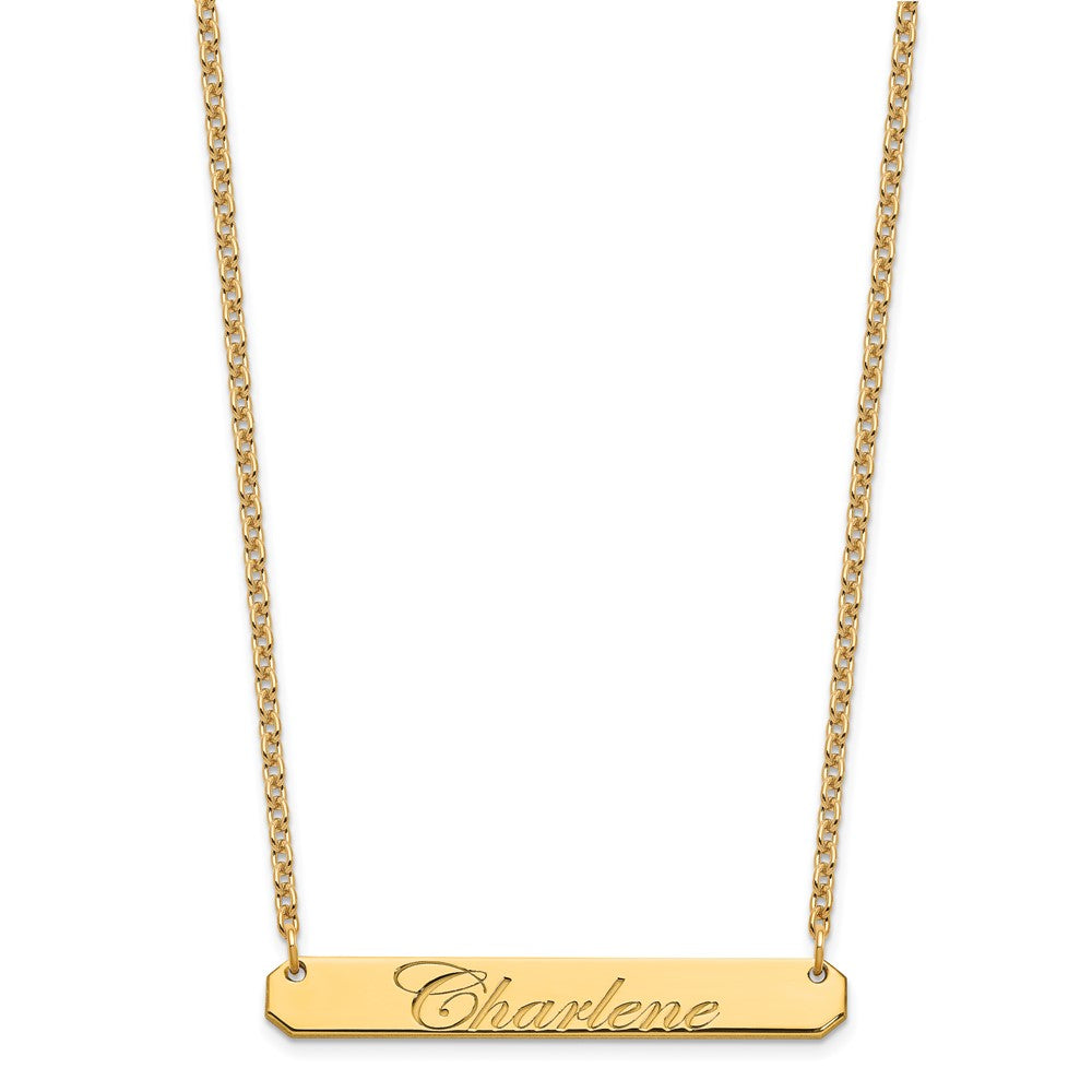 SS/Gold-plated Medium EDWARDIAN SCRIPT Bar Necklace