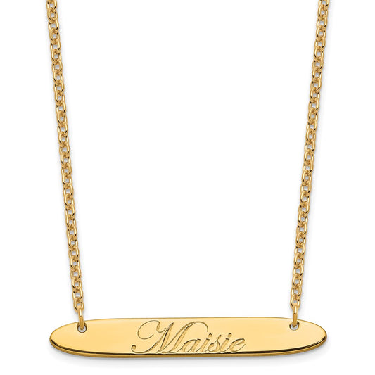 SS/Gold-plated Medium Oblong EDEARDIAN SCRIPT Bar Necklace
