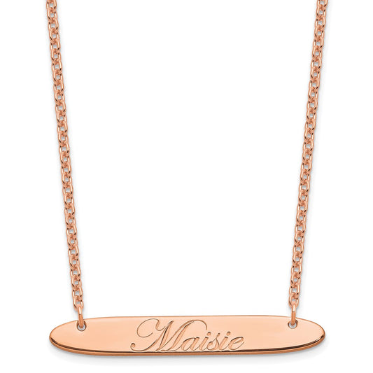 SS/Rose-plated Medium Oblong EDWARDIAN SCRIPT Bar Necklace