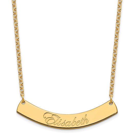 SS/Gold-plated Medium EDWARDIAN SCRIPT Curved Bar Necklace