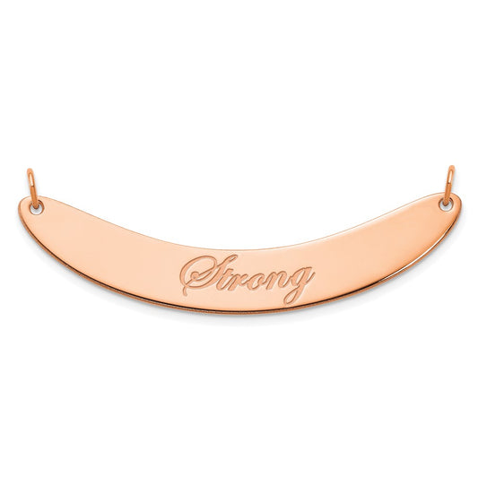 14k Rose Gold Medium EDWARDIAN SCRIPT Curved  Bar Necklace