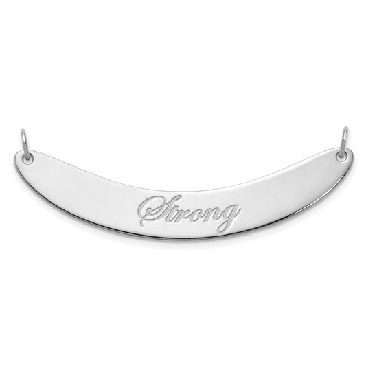 10k White Gold Medium EDWARDIAN SCRIPT Curved Bar Necklace