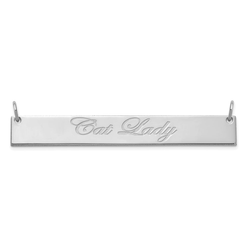 14k White Gold Large EDWARDIAN SCRIPT Bar Necklace