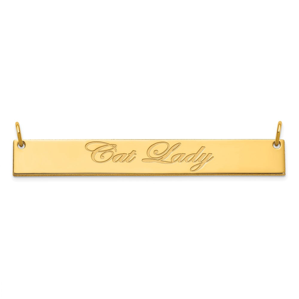 14k Yellow Gold Large EDWARDIAN SCRIPT Bar Necklace