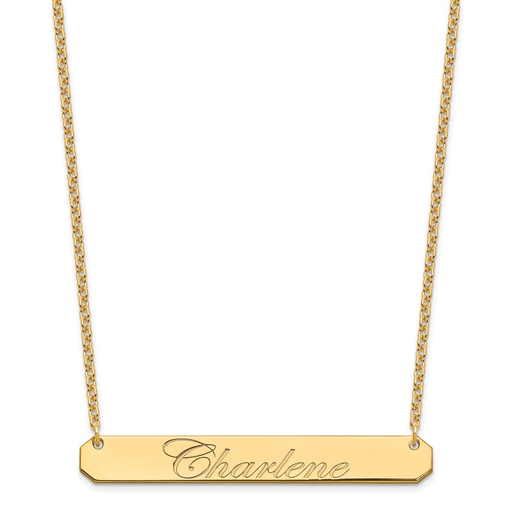 Sterling Silver/Gold-plated Large EDWARDIAN SCRIPT Bar Necklace