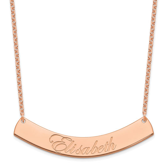 SS/Rose-plated Large EDWARDIAN SCRIPT Curved Bar Necklace
