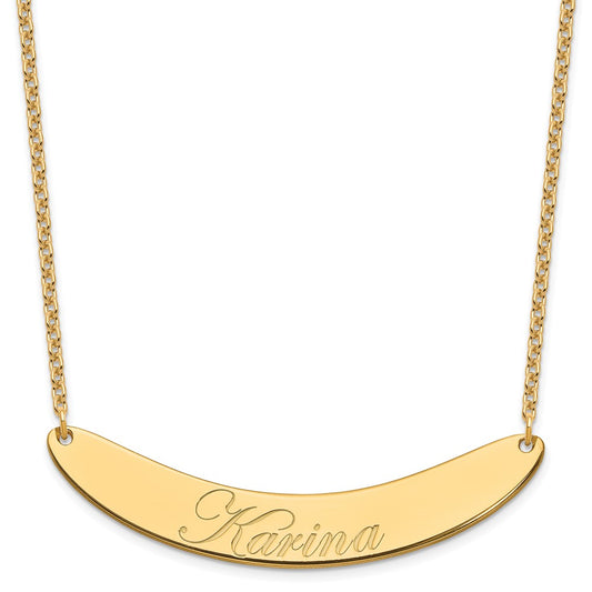 SS/Gold-plated Large EDWARDIAN SCRIPT Curved Bar Necklace
