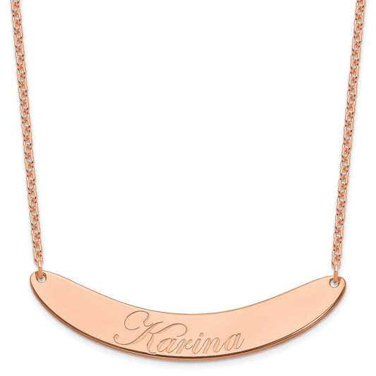 SS/Rose-plated Large EDWARDIAN SCRIPT Curved Bar Necklace