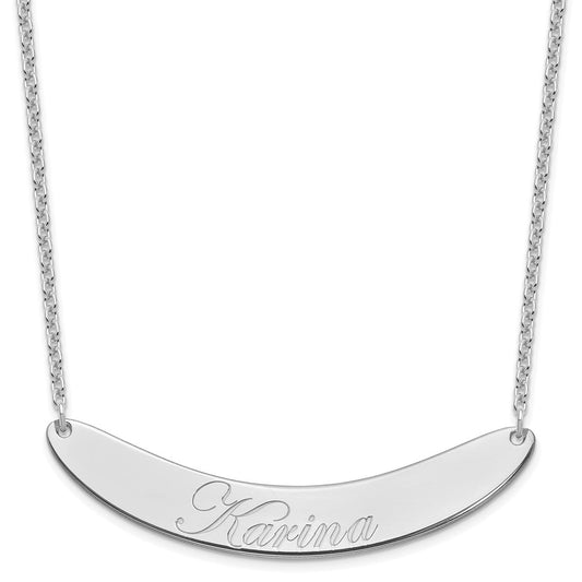 SS/Rhod-plated Large EDWARDIAN SCRIPT Curved Bar Necklace