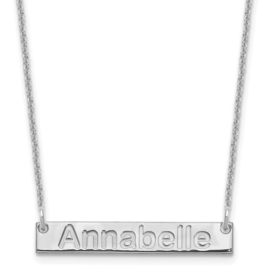 10k White Gold Small ARIAL ROUNDED Bar Necklace