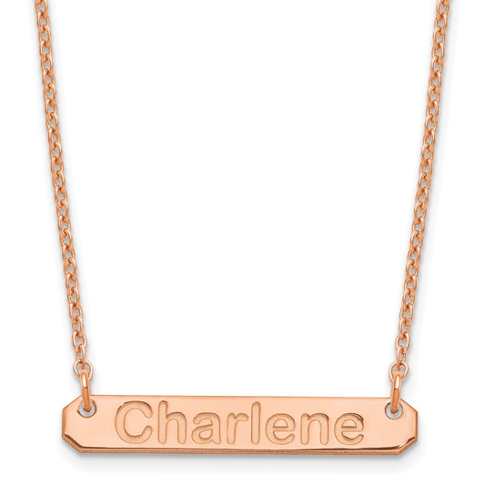 Sterling Silver/Rose-plated Small ARIAL ROUNDED Bar Necklace