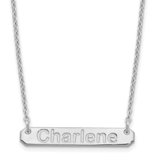 SS/Rhodium-plated Small Polished Arial Rounded Bar Necklace