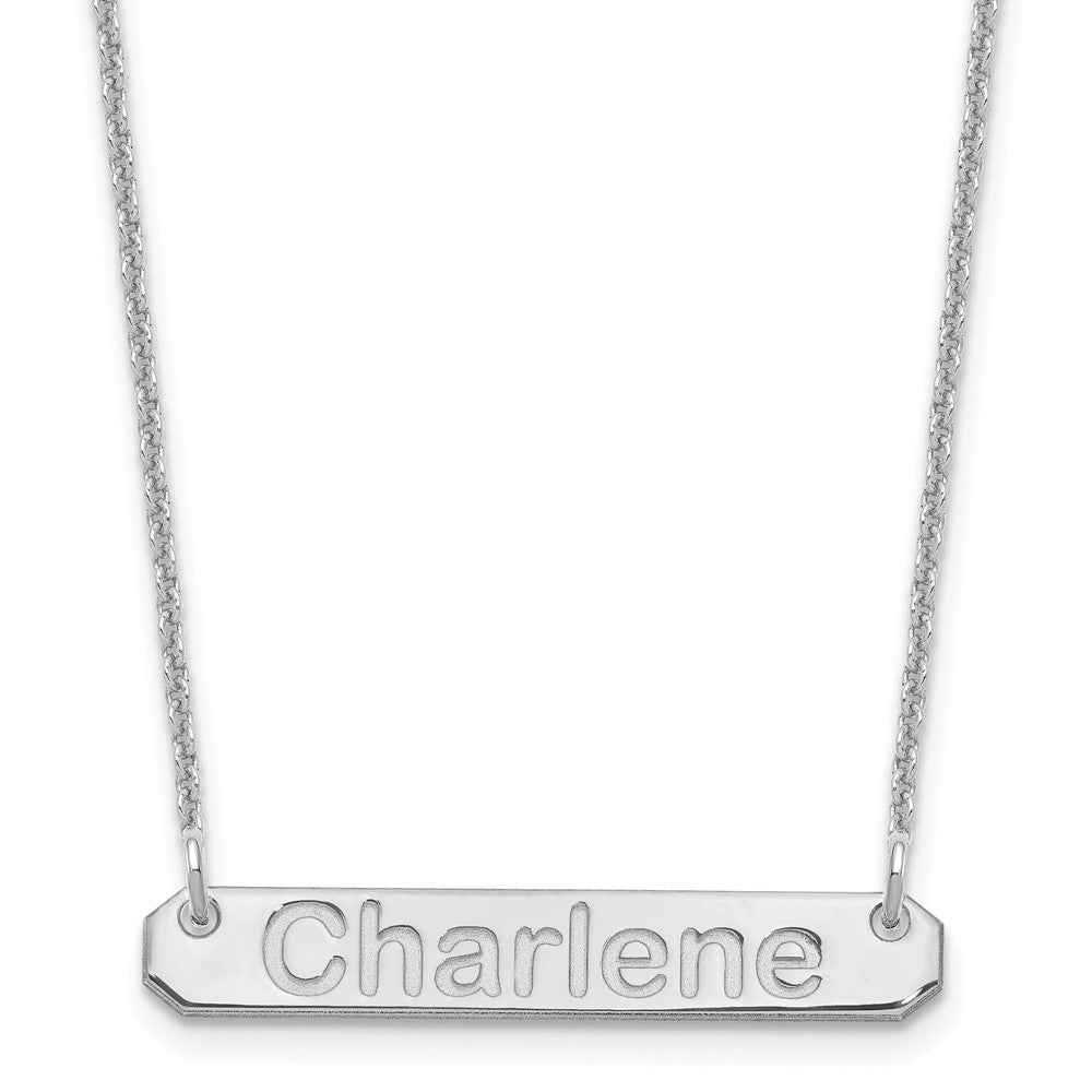 14k White Gold Small ARIAL ROUNDED Bar Necklace
