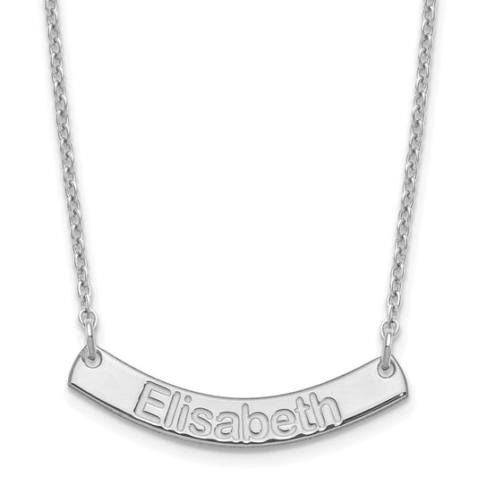 SS/Rhodium-plated Small ARIAL ROUNDED Curved Bar Necklace