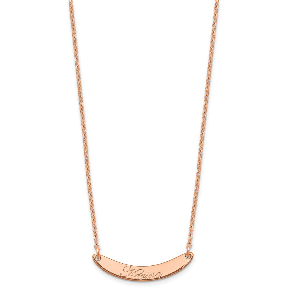 SS/Rose-plated Small EDWARDIAN SCRIPT Curved Bar Necklace