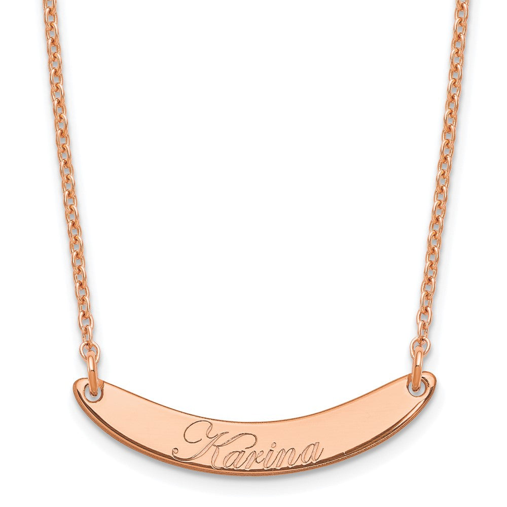 SS/Rose-plated Small EDWARDIAN SCRIPT Curved Bar Necklace