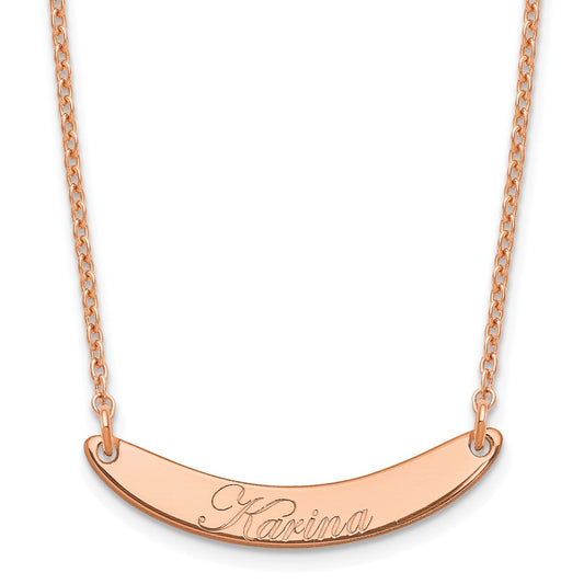 SS/Rose-plated Small EDWARDIAN SCRIPT Curved Bar Necklace