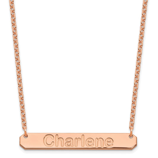 Sterling Silver/Rose-plated Medium ARIAL ROUNDED Bar Necklace