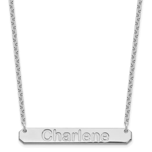 SS/Rhodium-plated Medium ARIAL ROUNDED Bar Necklace