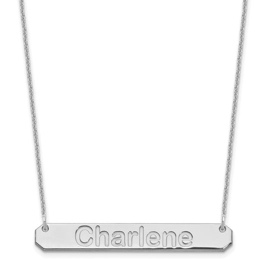 10k White Gold Medium ARIAL ROUNDED Bar Necklace