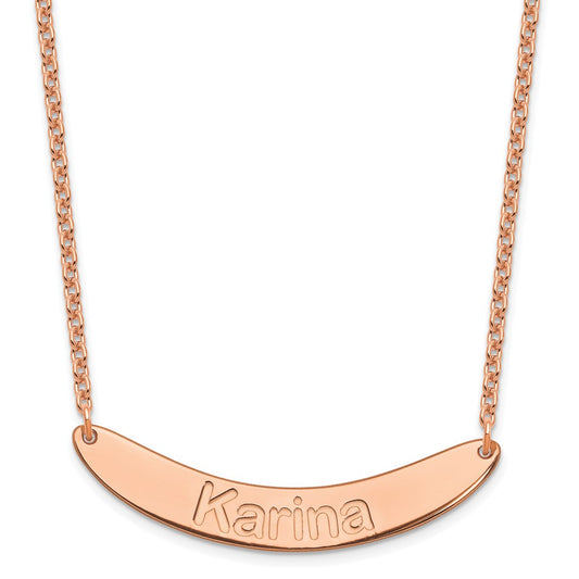 SS/Rose-plated Medium ARIAL ROUNDED Curved Bar Necklace
