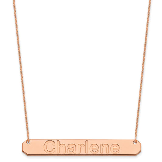 14k Rose Gold Large ARIAL ROUNDED Bar Necklace
