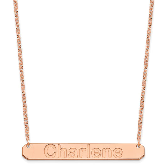 Sterling Silver/Rose-plated Large ARIAL ROUNDED Bar Necklace