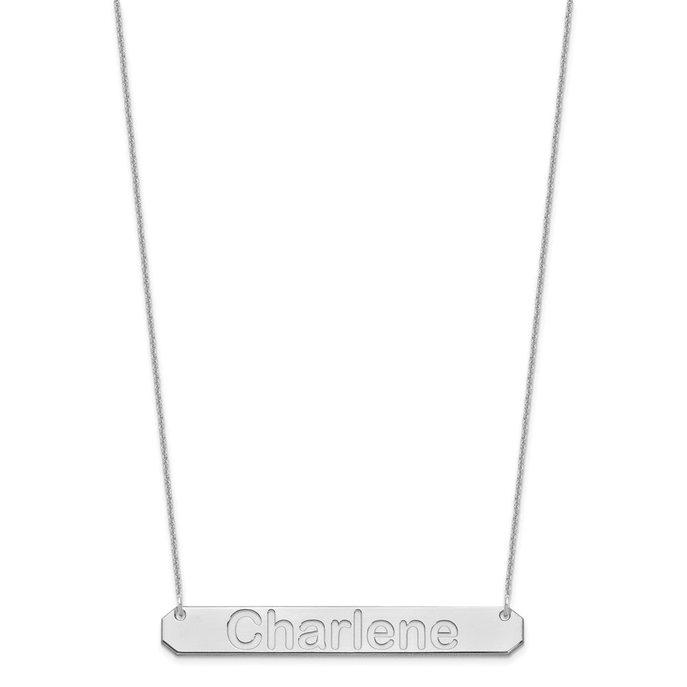 10k White Gold Large ARIAL ROUNDED Bar Necklace