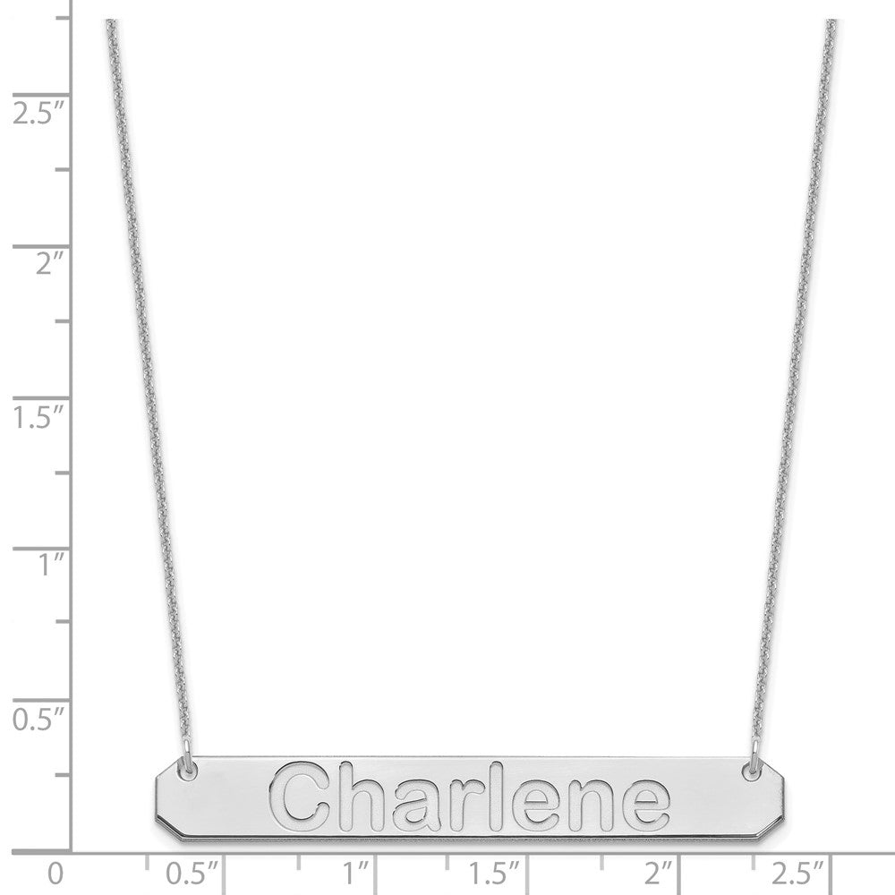 10k White Gold Large ARIAL ROUNDED Bar Necklace