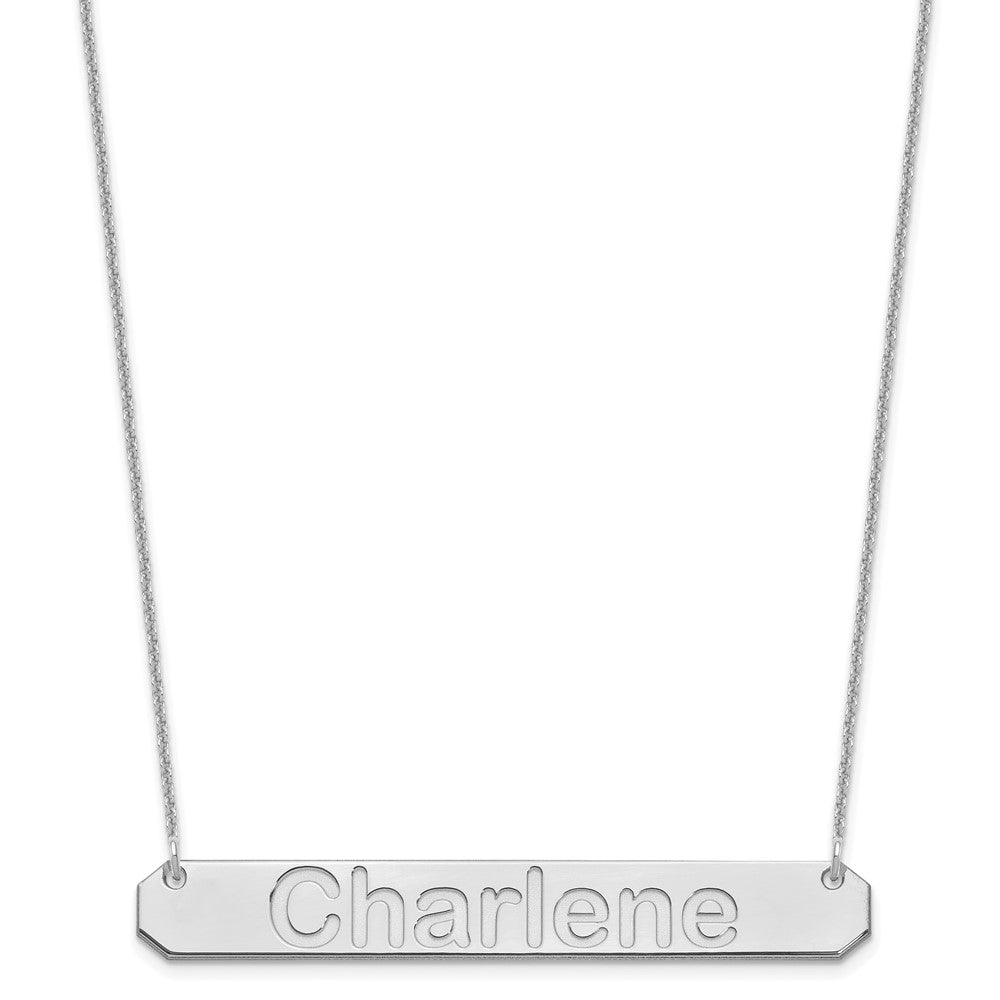 10k White Gold Large ARIAL ROUNDED Bar Necklace