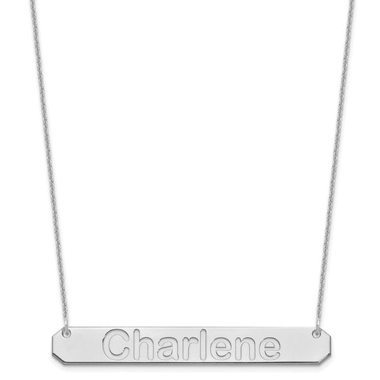 10k White Gold Large ARIAL ROUNDED Bar Necklace