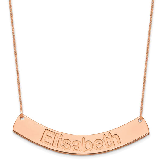 14k Rose Gold Large ARIAL ROUNDED Curved Bar Necklace