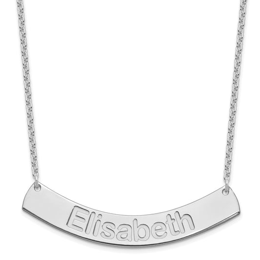 SS/Rhodium-plated Large ARIAL ROUNDED Curved Bar Necklace