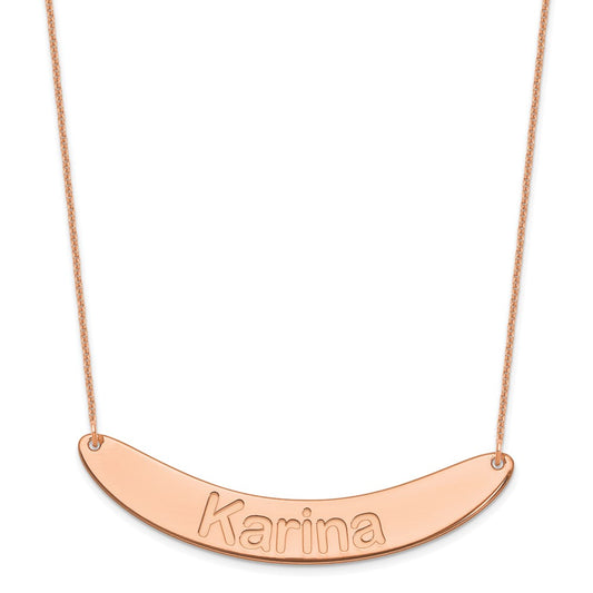 14k Rose Gold Large ARIAL ROUNDED Curved Bar Necklace