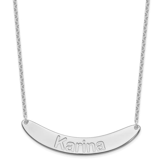 SS/Rhod-plated Large ARIAL ROUNDED Curved Bar Necklace