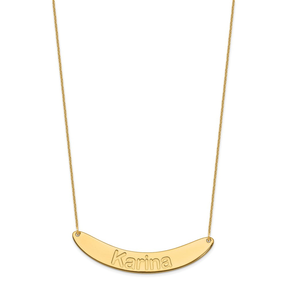 14k Yellow Gold Large ARIAL ROUNDED Curved Bar Necklace