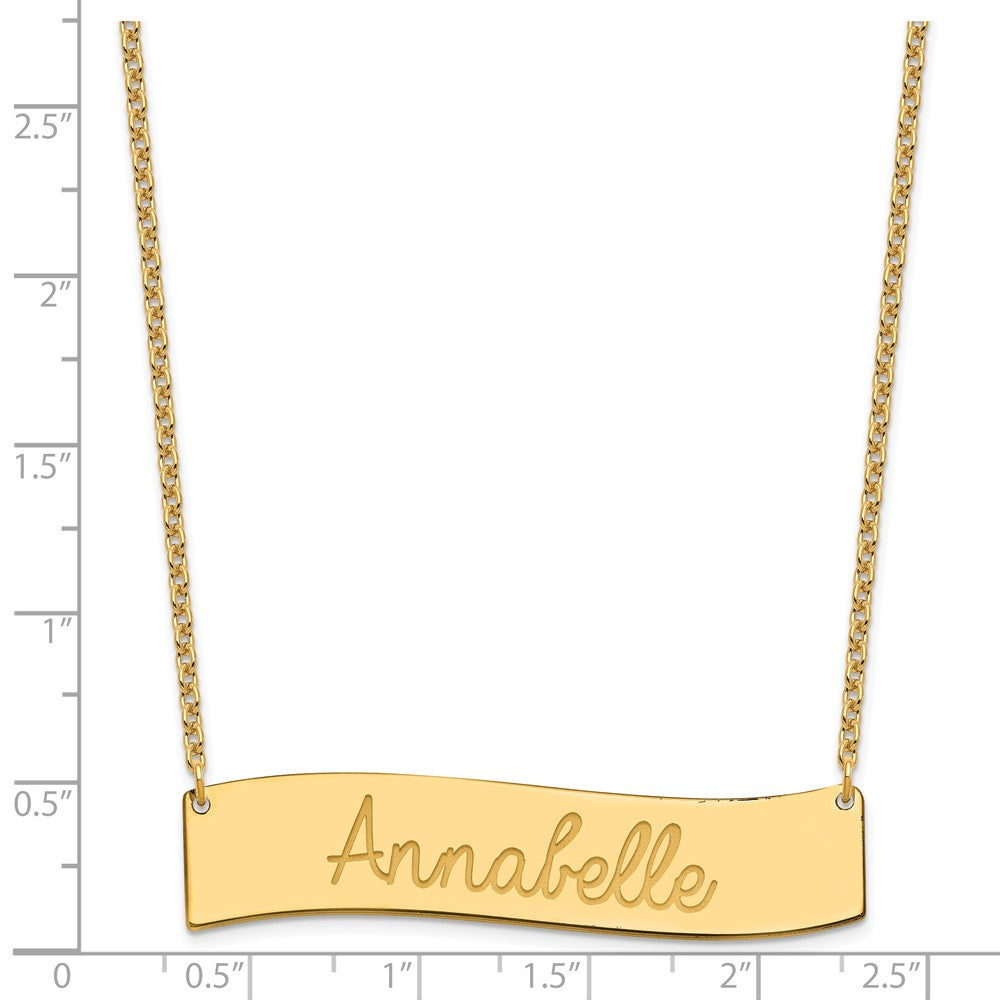 SS/Gold-plated Medium AWAYS IN MY HEART Curved Bar Necklace