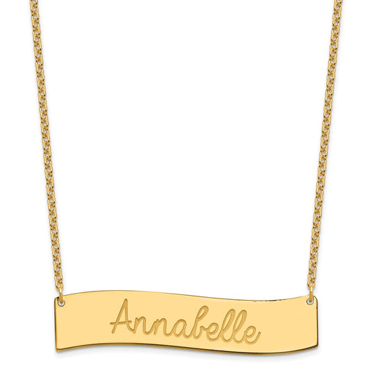 SS/Gold-plated Medium AWAYS IN MY HEART Curved Bar Necklace
