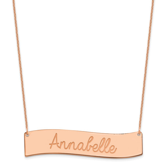 14k Rose Gold Medium ALWAYS IN MY HEART Curved Bar Necklace