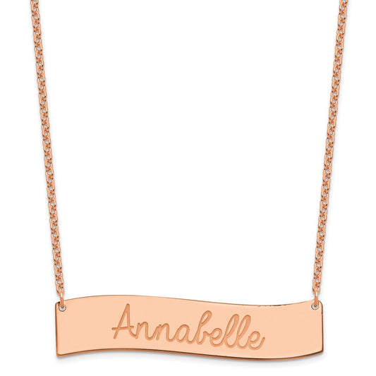 SS/Rose Gold Medium ALWAYS IN MY HEART Curved Bar Necklace