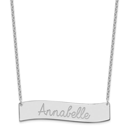 SS/Rhodium-plated Medium ALWAYS IN MY HEART Curved Bar Necklace