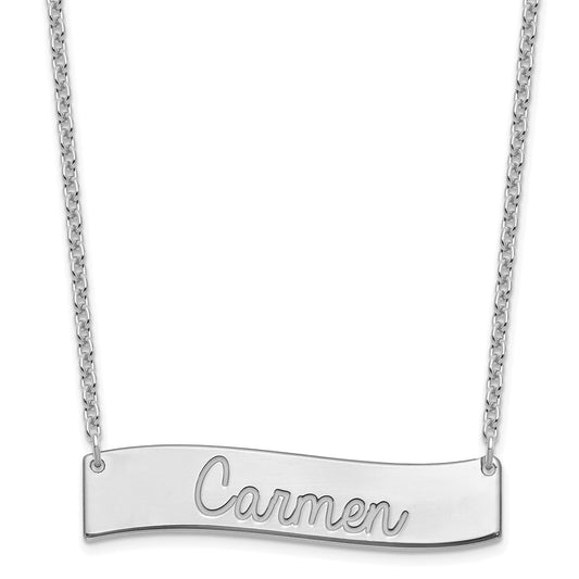 SS/Rhodium-plated Medium ALWAYS IN MY HEART Curved Bar Necklace